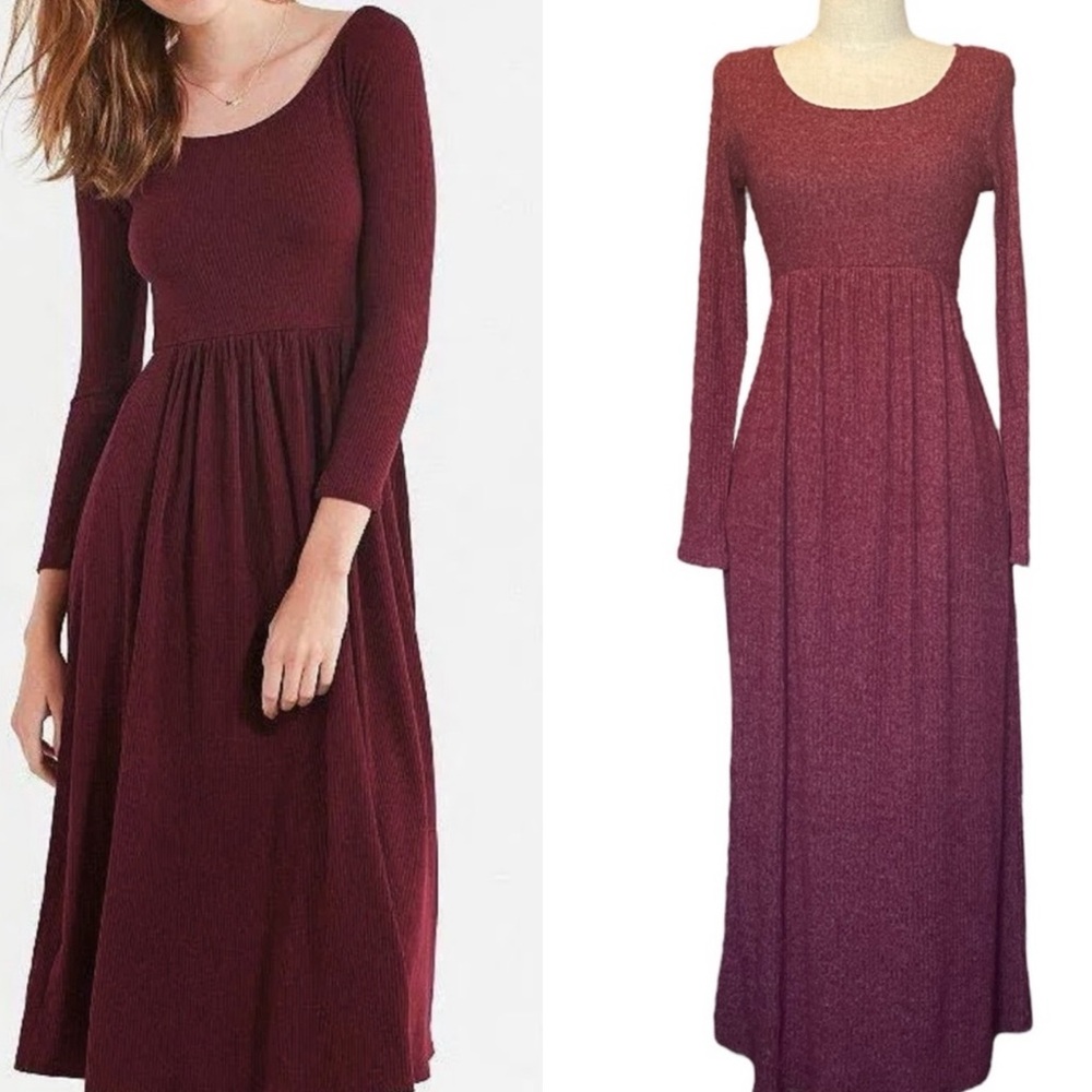 🌷 Burgundy Soft Ribbed Maxi Dress🌷